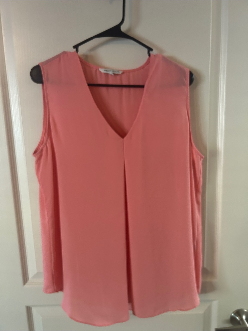 Rose & Olive Coral Pink V-Neck Sleeveless Blouse
